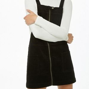 FOREVER 21 Corduroy Zip-Up Overall Mini Dress (L)